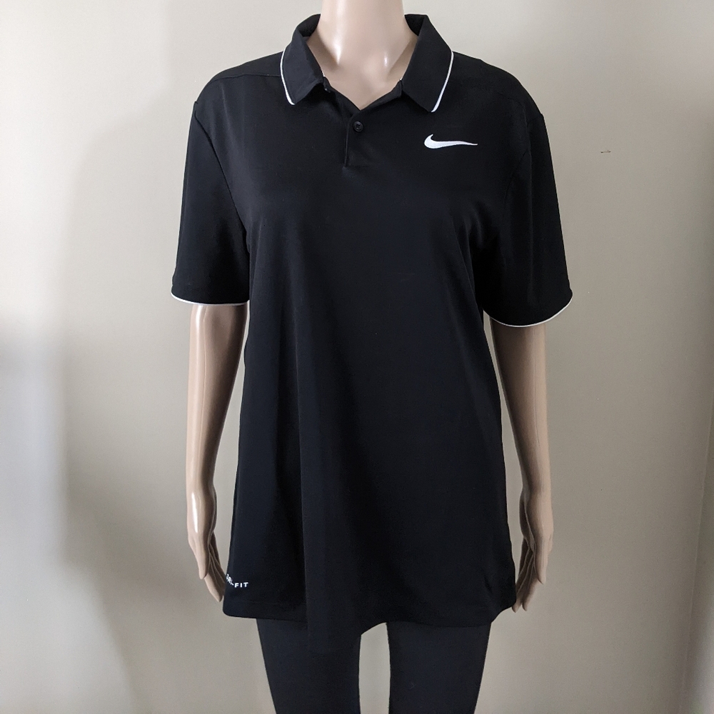 Nike tennis polo Dry Fit black tshirt, size small